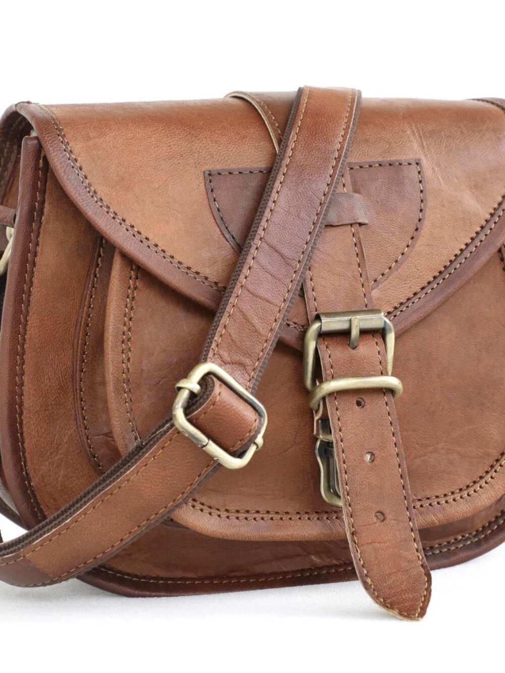 Vintage Brown Leather Satchel Purse for Women Genuine Leather Crossbody